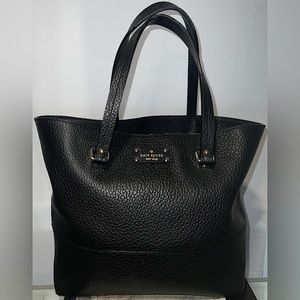 KATE SPADE BLACK LEATHER FRONT LOGO CAREER SHOULDER BAG